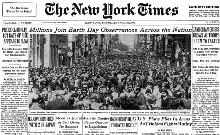 アースデイ翌日1970年4月23日、NewYorkTimesの一面